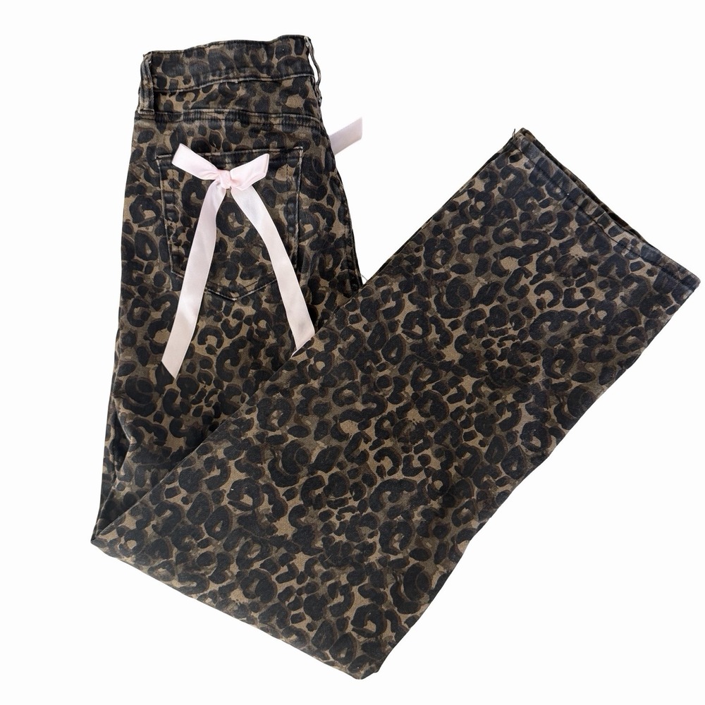 Ashley Mason Lucy Fit Jeans The Leopard Pink Bow Pocket Sz 1/25 Soft Grunge Edgy